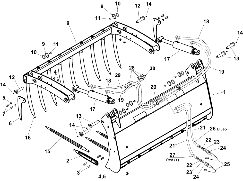 Схема запчастей Case IH L775 - (82.300.AQ[26]) - VAR - 717465006 - 75" SILAGE KING FORK AND GRAPPLE (82) - FRONT LOADER & BUCKET