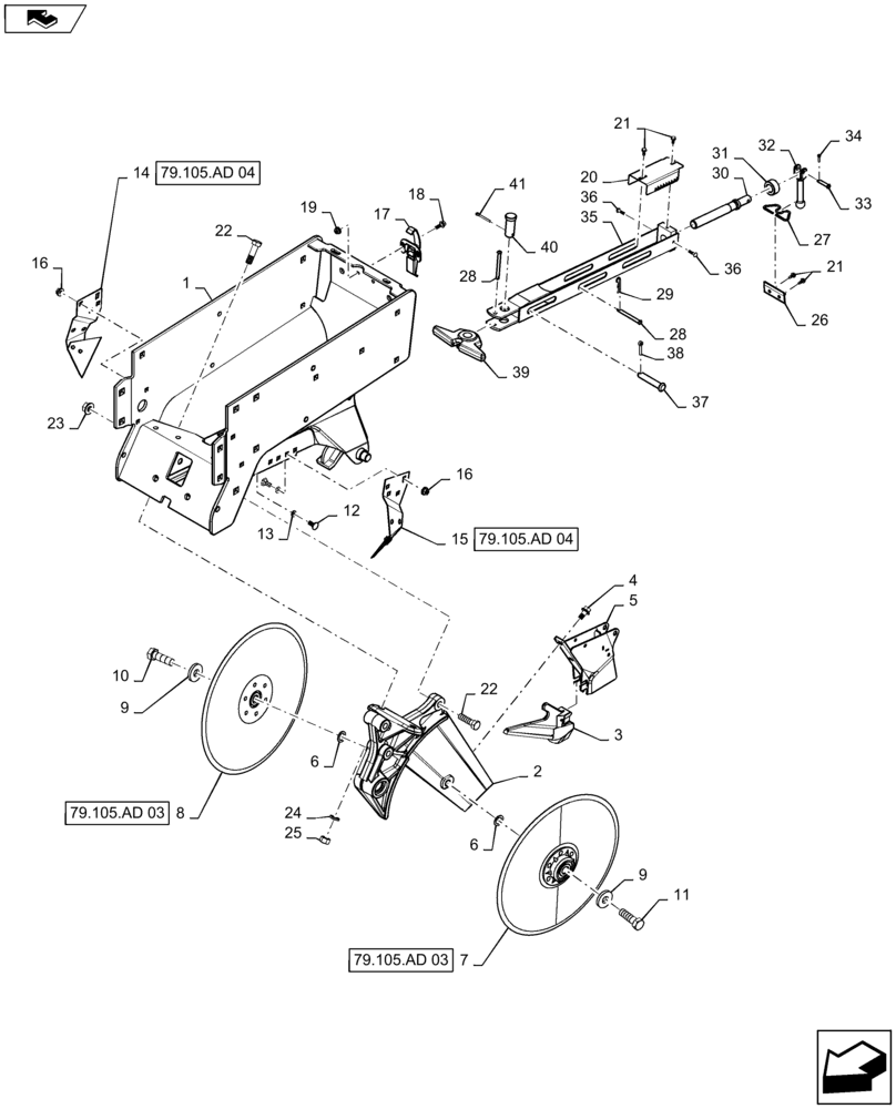 Схема запчастей Case IH 1245 - (79.105.AD[01]) - RIGHT OPENER ASSEMBLY (79) - PLANTING