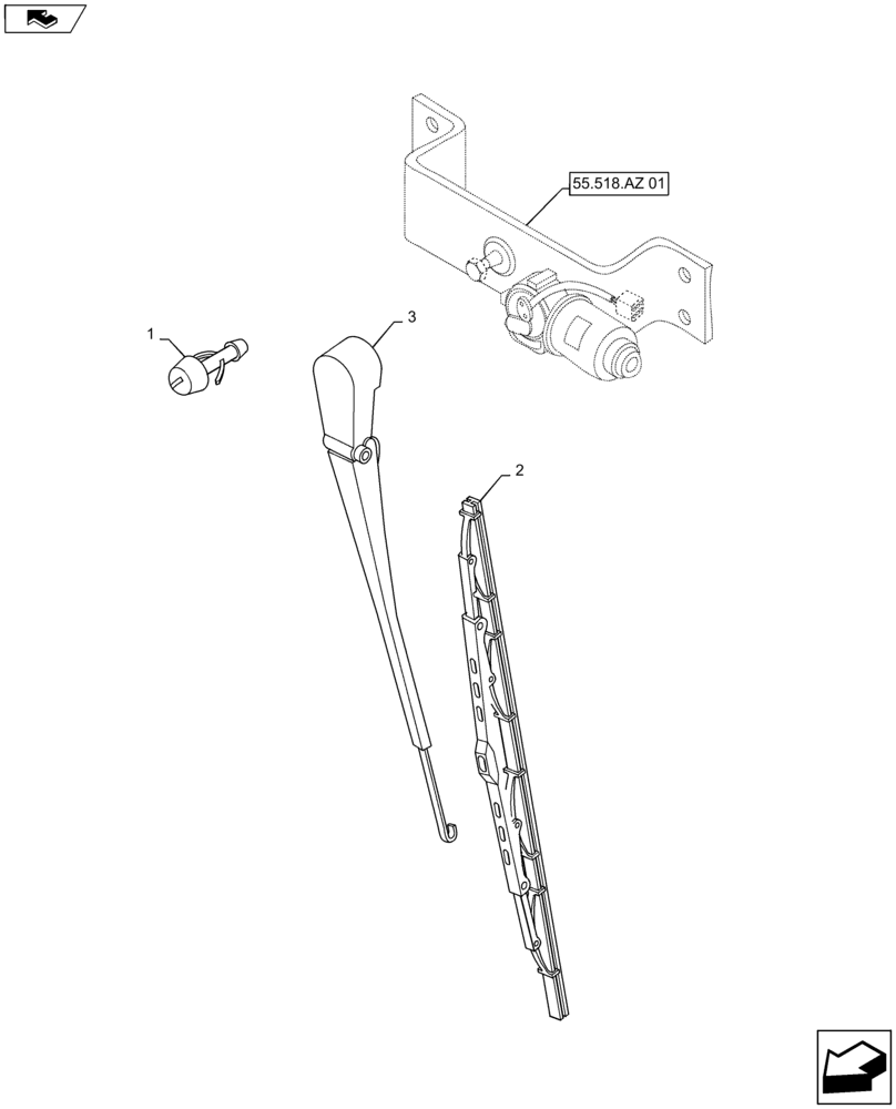 Схема запчастей Case IH MAXXUM 125 - (55.518.AW[01]) - VAR - 331515, 743729, 330520, 331520, 330515, 743816 + STD - FRONT WINDSHIELD WIPER (55) - ELECTRICAL SYSTEMS