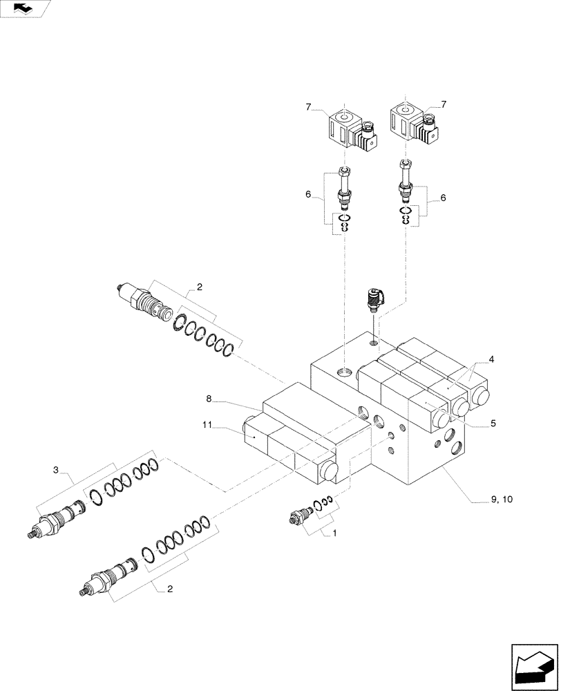 Схема запчастей Case IH A8800 - (35.310.AF[06]) - HYDRAULIC VALVE, ELEVATOR (35) - HYDRAULIC SYSTEMS