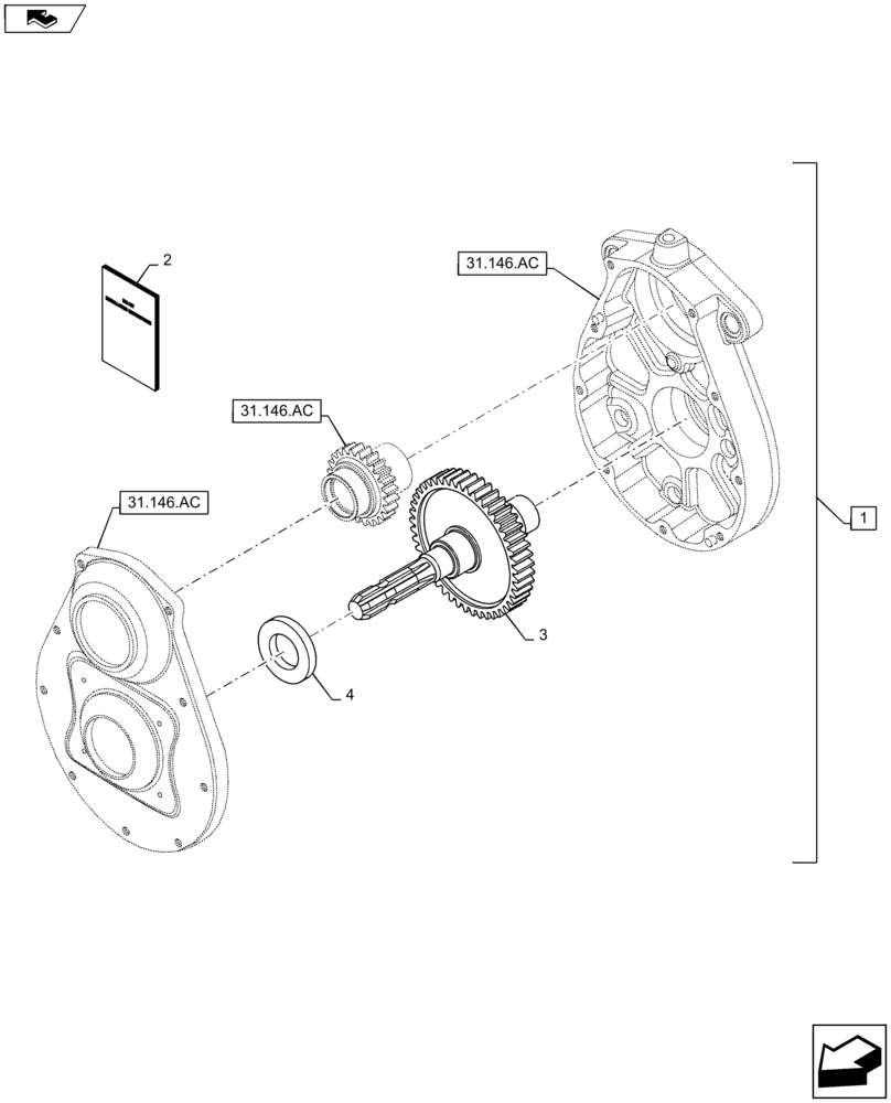 Схема запчастей Case IH MAXXUM 140 - (88.100.31[01]) - DIA KIT - FRONT POWER TAKE OFF - 21 SPLINE SHAFT CONVERSION (88) - ACCESSORIES