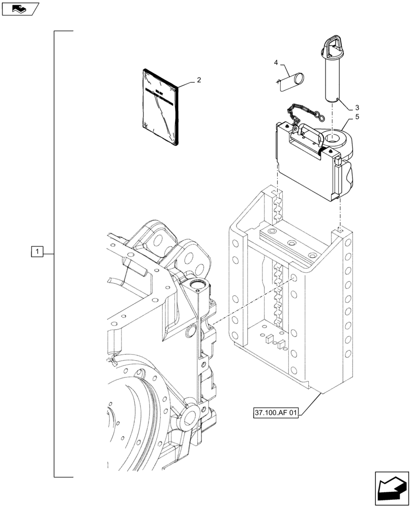 Схема запчастей Case IH MAXXUM 120 - (88.100.37[03]) - DIA KIT - SLIDER TOW HOOK WITH FIXED D3 TYPE COUPLINGS - 50MM (88) - ACCESSORIES