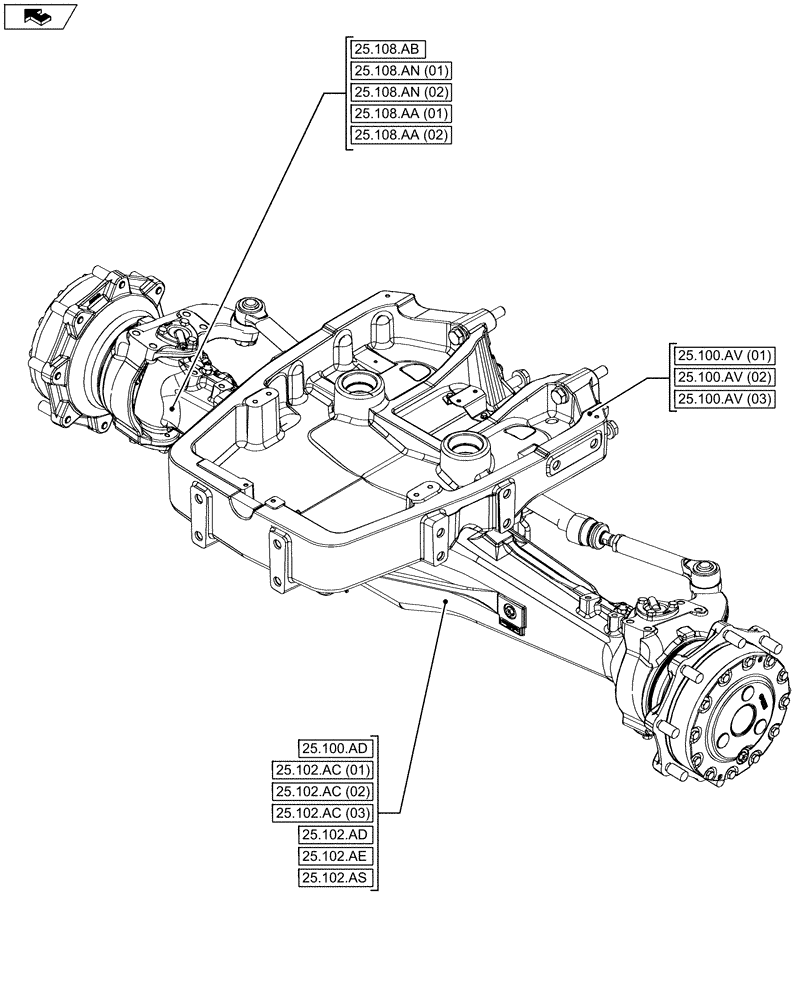 Схема запчастей Case IH MAXXUM 110 - (00.000.25) - PICTORIAL INDEX - FRONT MECHANICAL DRIVE (00) - GENERAL & PICTORIAL INDEX