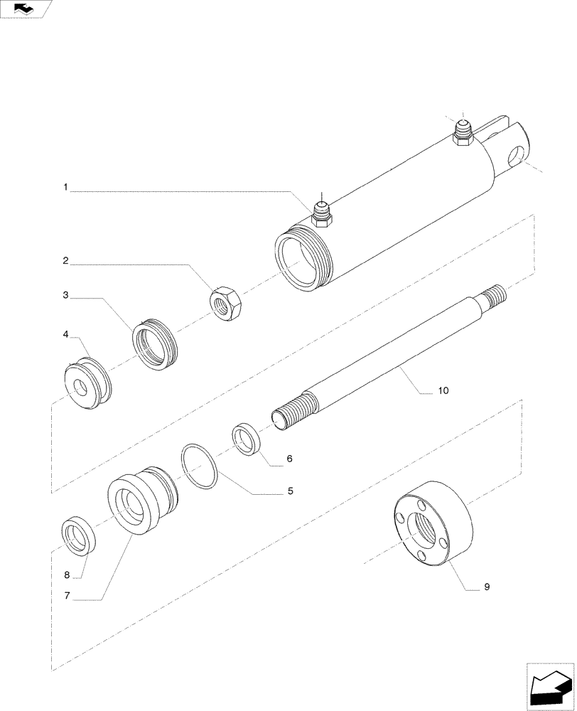 Схема запчастей Case IH A8800 - (35.565.AC[01]) - HYDRAULIC CYLINDER (SIDETRIM KNIVES STD&45°) (35) - HYDRAULIC SYSTEMS