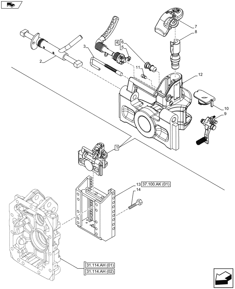 Схема запчастей Case IH MAXXUM 120 - (37.100.AF[05]) - VAR - 330938 - TOW HITCH (37) - HITCHES, DRAWBARS & IMPLEMENT COUPLINGS