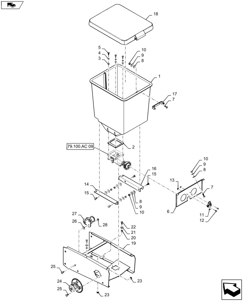 Схема запчастей Case IH 1235 - (79.100.AC[08]) - GRANULAR CHEMICAL TANK AND MOUNTING (79) - PLANTING