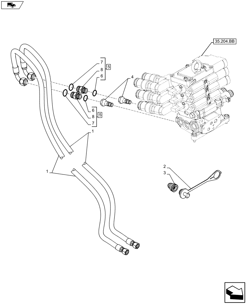 Схема запчастей Case IH MAXXUM 110 - (35.160.AB[04]) - VAR - 330926 - CONTROL VALVE HOSES (35) - HYDRAULIC SYSTEMS