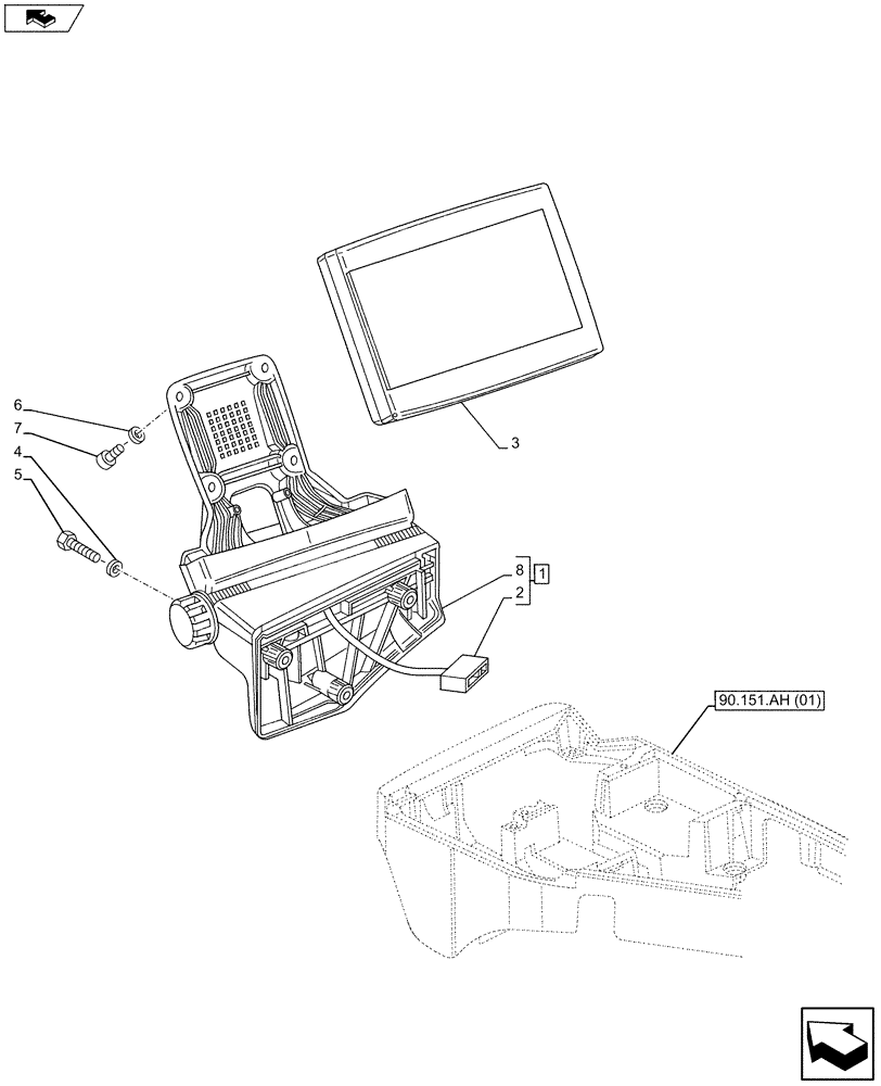 Схема запчастей Case IH MAXXUM 130 - (55.512.BQ[01]) - VAR - 330687 - INSTRUMENT PANEL DISPLAY (55) - ELECTRICAL SYSTEMS