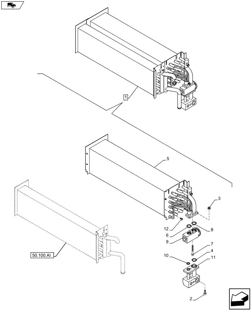 Схема запчастей Case IH MAXXUM 110 - (50.200.CA) - VAR - 390643 - EVAPORATOR (50) - CAB CLIMATE CONTROL