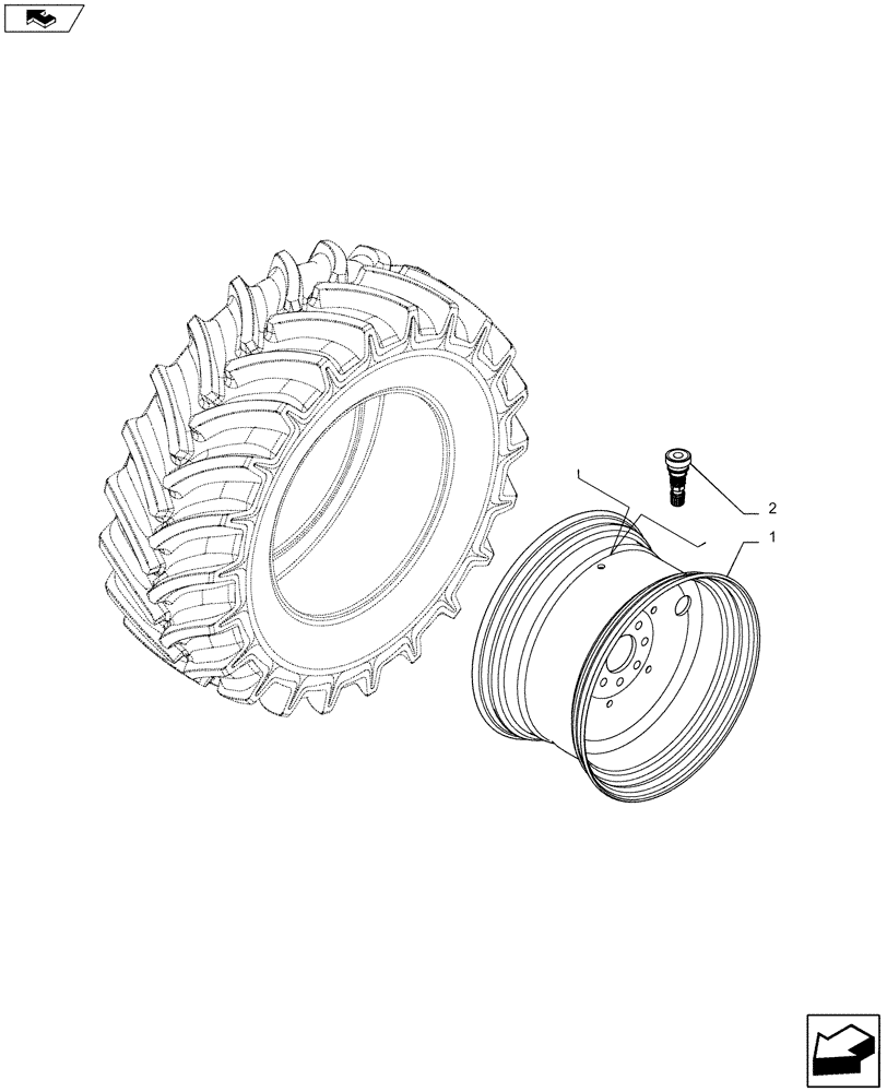 Схема запчастей Case IH MAXXUM 120 - (44.511.AE[15]) - FRONT WHEEL (W14LX28) (44) - WHEELS