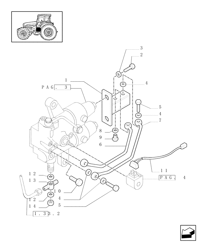 Схема запчастей Case IH JX90U - (1.27.4[02]) - (VAR.271-272-274-276-296) (HI-LO) AND SYNCHRONIZED REVERSING GEAR - 30-40 KM/H - CONTROL VALVE PIPES (03) - TRANSMISSION