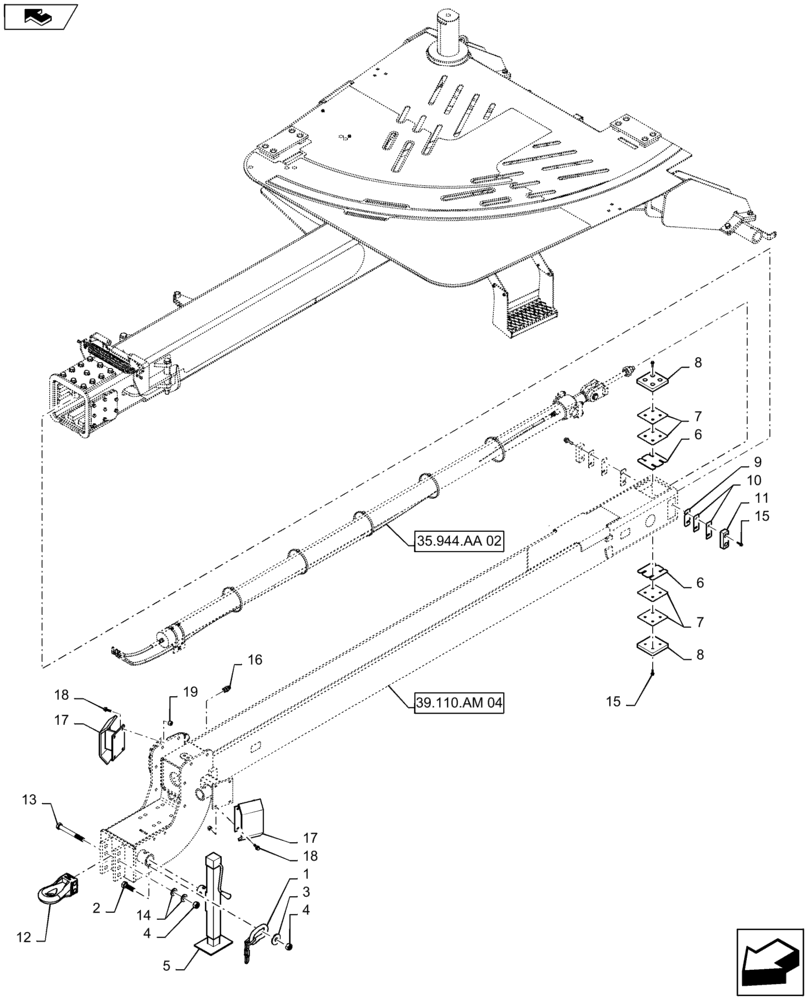 Схема запчастей Case IH 1245 - (39.110.AM[03]) - FRONT FRAME HITCH FOR 30" SPLIT ROW 12/23 (39) - FRAMES AND BALLASTING