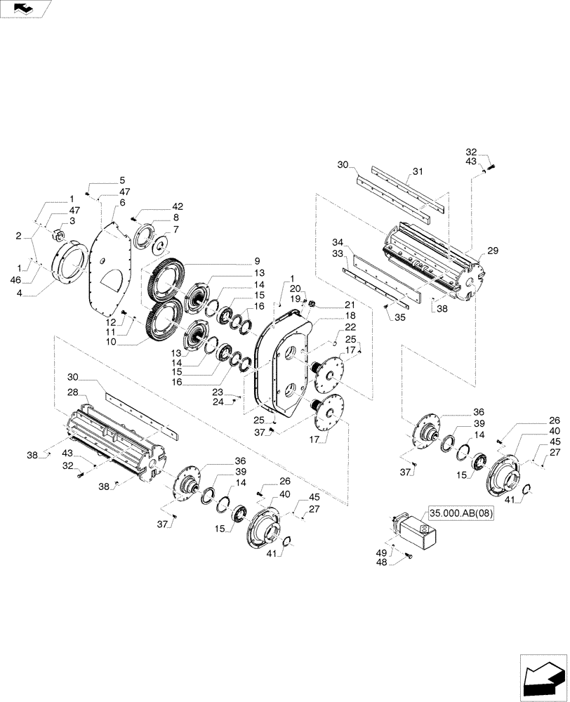 Схема запчастей Case IH A8800 - (64.130.AL) - CHOPPER GEARBOX (64) - CHOPPING