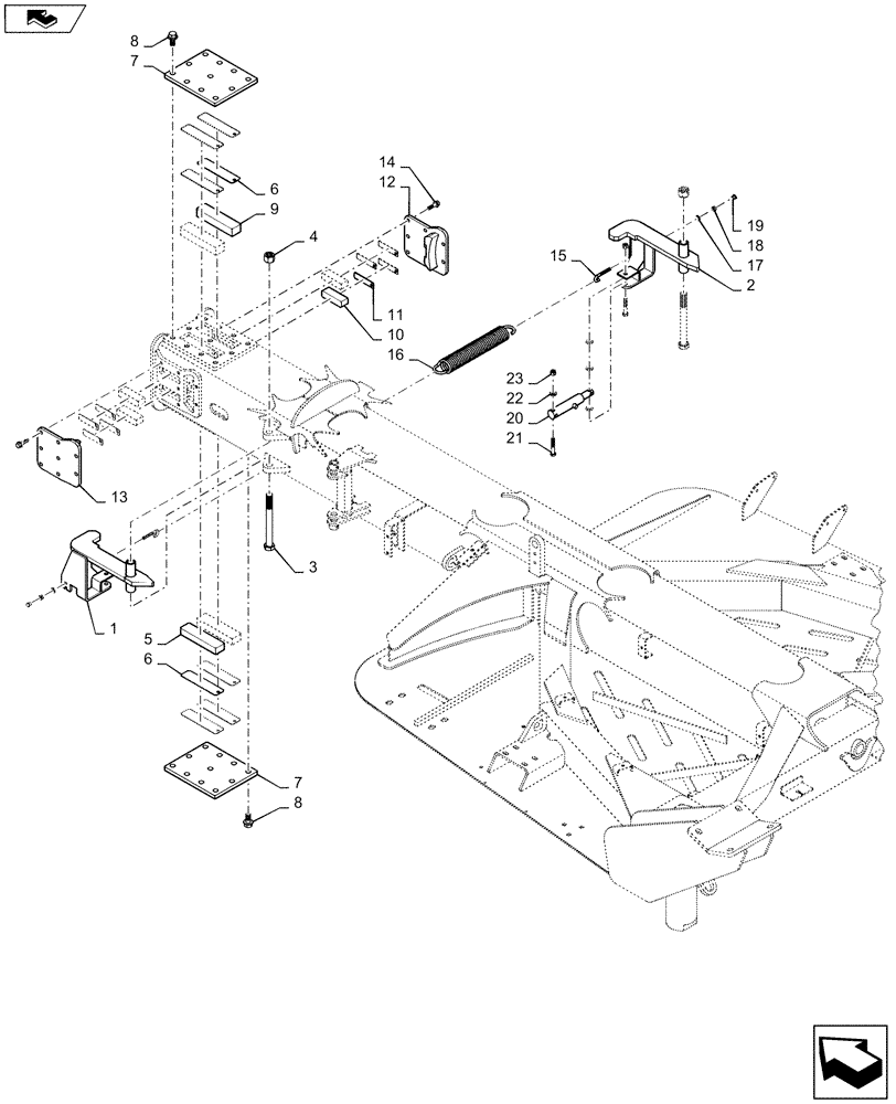 Схема запчастей Case IH 1245 - (39.100.AB[08]) - CARRIER FRAME RECIEVER FOR 12/30 (39) - FRAMES AND BALLASTING