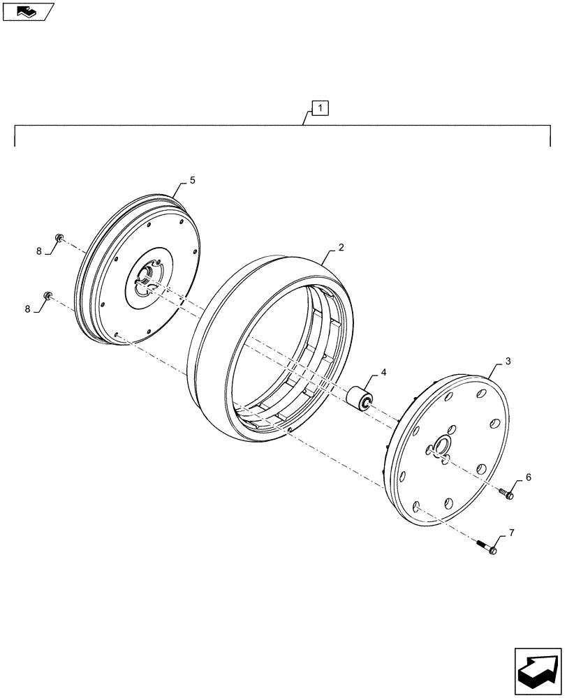 Схема запчастей Case IH 1245 - (79.105.AA[02]) - STANDARD GAUGE WHEEL 4.5 X 16 FOR 24/20, 12/30, 16/30 (79) - PLANTING