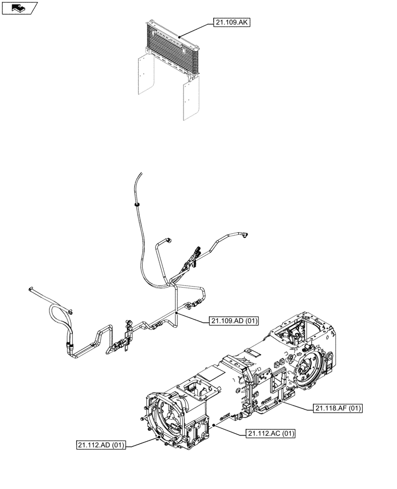 Схема запчастей Case IH MAXXUM 110 - (21.000.00[02]) - SECTION INDEX - TRANSMISSION (21) - TRANSMISSION