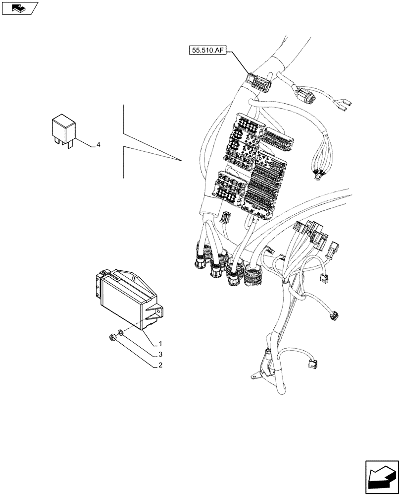 Схема запчастей Case IH MAXXUM 120 - (55.404.DB[01]) - VAR - 336007, 390007 - FLASHER UNIT & RELAY (55) - ELECTRICAL SYSTEMS