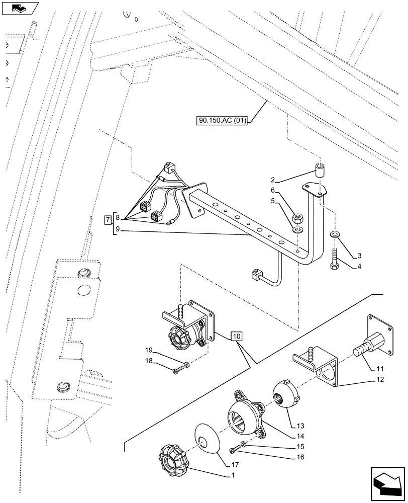 Схема запчастей Case IH MAXXUM 120 - (55.530.AB[01]) - VAR - 330668 - MONITOR, SUPPORT (55) - ELECTRICAL SYSTEMS