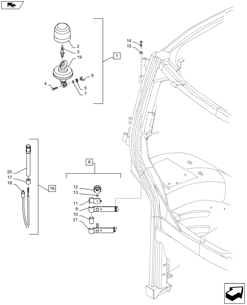 Схема запчастей Case IH MAXXUM 110 - (55.404.AC) - VAR - 331916, 333916 - ROTARY BEACON & COMPONENTS (55) - ELECTRICAL SYSTEMS