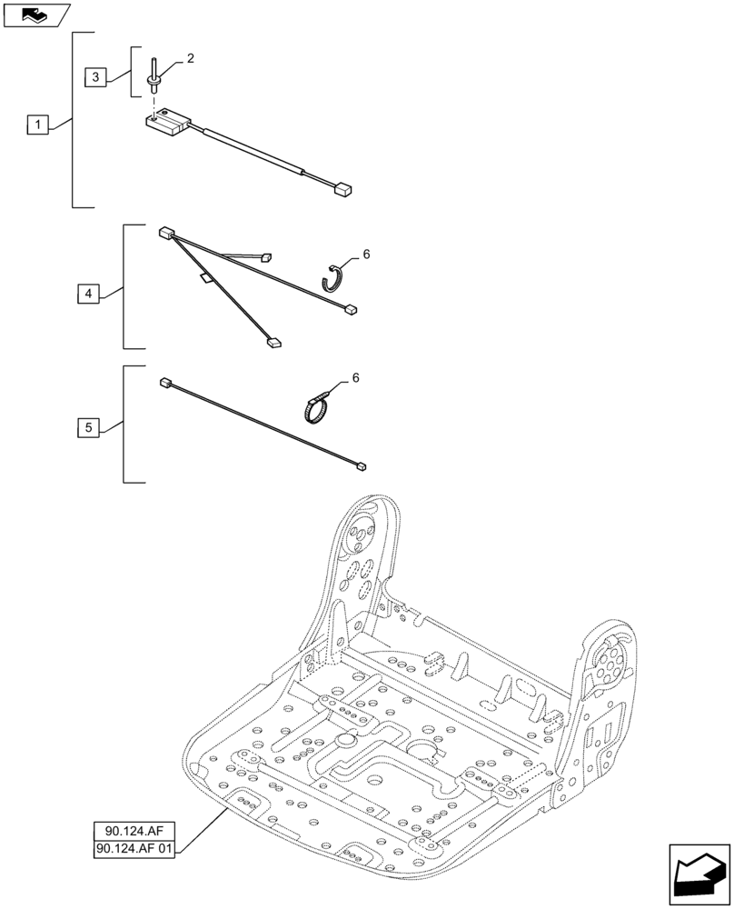 Схема запчастей Case IH MAXXUM 125 - (55.408.BL) - VAR - 330709 + STD - OPERATOR PRESENCE SWITCH AND HARNESS (55) - ELECTRICAL SYSTEMS