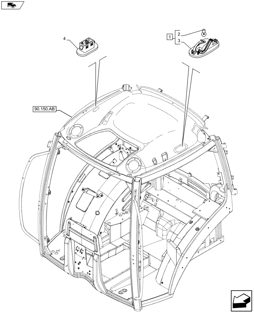 Схема запчастей Case IH MAXXUM 110 - (55.514.AA[02]) - VAR - 390007 - CAB INTERIOR LIGHT (55) - ELECTRICAL SYSTEMS