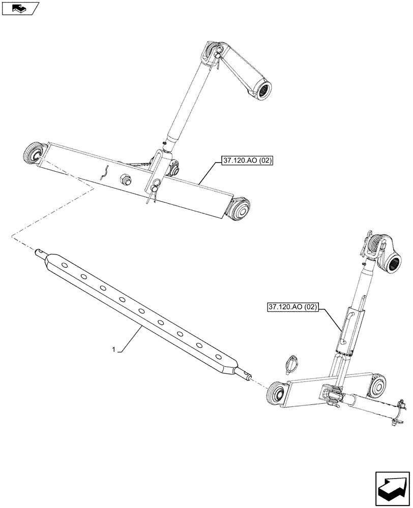 Схема запчастей Case IH MAXXUM 120 - (37.120.AO[01]) - VAR - 330933 - REAR 3 POINT HITCH, DRAWBAR SUPPORT (37) - HITCHES, DRAWBARS & IMPLEMENT COUPLINGS