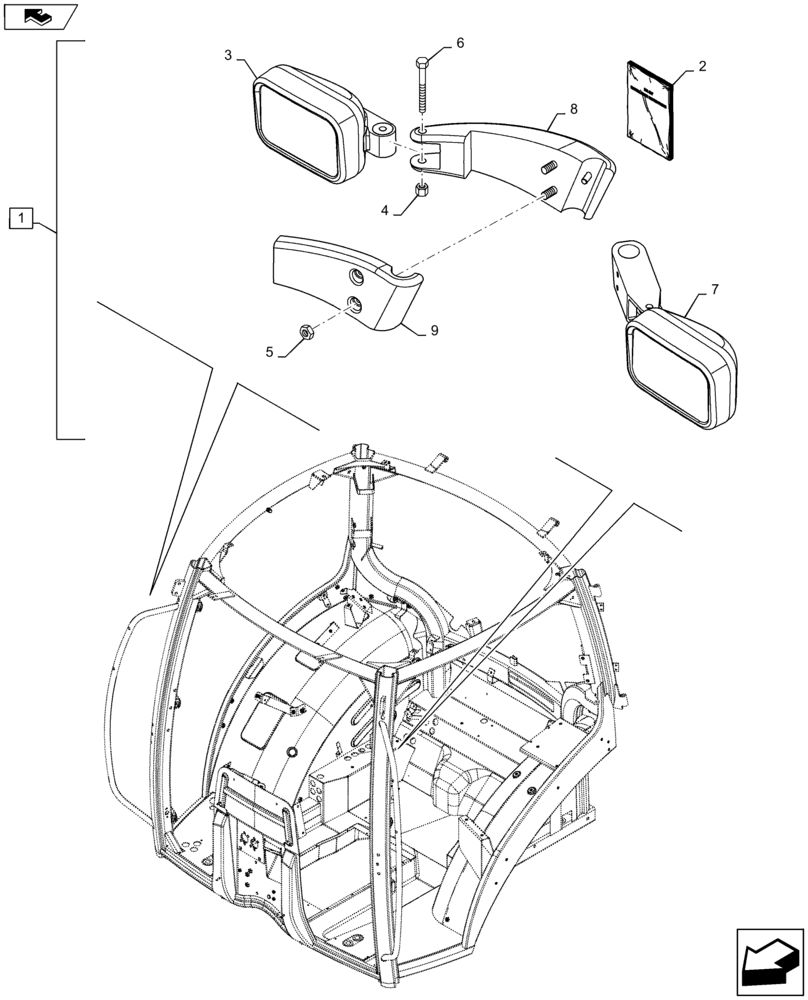 Схема запчастей Case IH MAXXUM 120 - (88.100.55[03]) - DIA KIT - 2 ADDITIONAL WORKLIGHTS FOR GRABRAIL (88) - ACCESSORIES