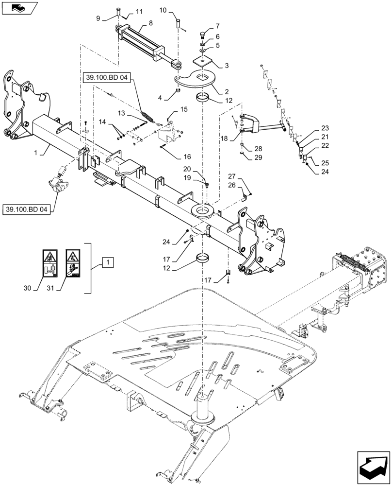 Схема запчастей Case IH 1245 - (39.100.BD[03]) - ROTATING BAR LIGHT FOR 12/30, 16/30 (39) - FRAMES AND BALLASTING