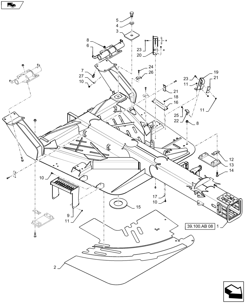 Схема запчастей Case IH 1245 - (39.100.AB[07]) - CARRIER FRAME FOR 12/30 (39) - FRAMES AND BALLASTING