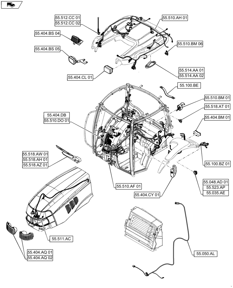Схема запчастей Case IH MAXXUM 115 - (00.000.55[03]) - PICTORIAL INDEX - ELECTRICAL SYSTEMS (00) - GENERAL & PICTORIAL INDEX
