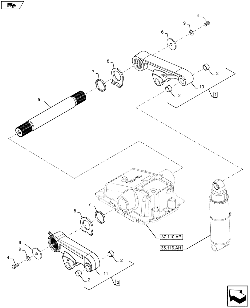 Схема запчастей Case IH MAXXUM 130 - (37.110.AQ[01]) - VAR - 390911, 743811 - REMOTE CONTROL VALVE - LIFT ARM (37) - HITCHES, DRAWBARS & IMPLEMENT COUPLINGS