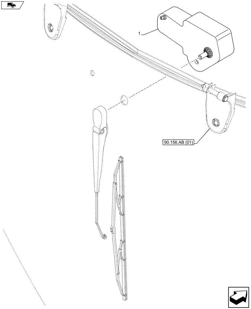 Схема запчастей Case IH MAXXUM 120 - (55.518.AZ[01]) - VAR - 331619, 335937, 391610 - WIPER REAR (55) - ELECTRICAL SYSTEMS