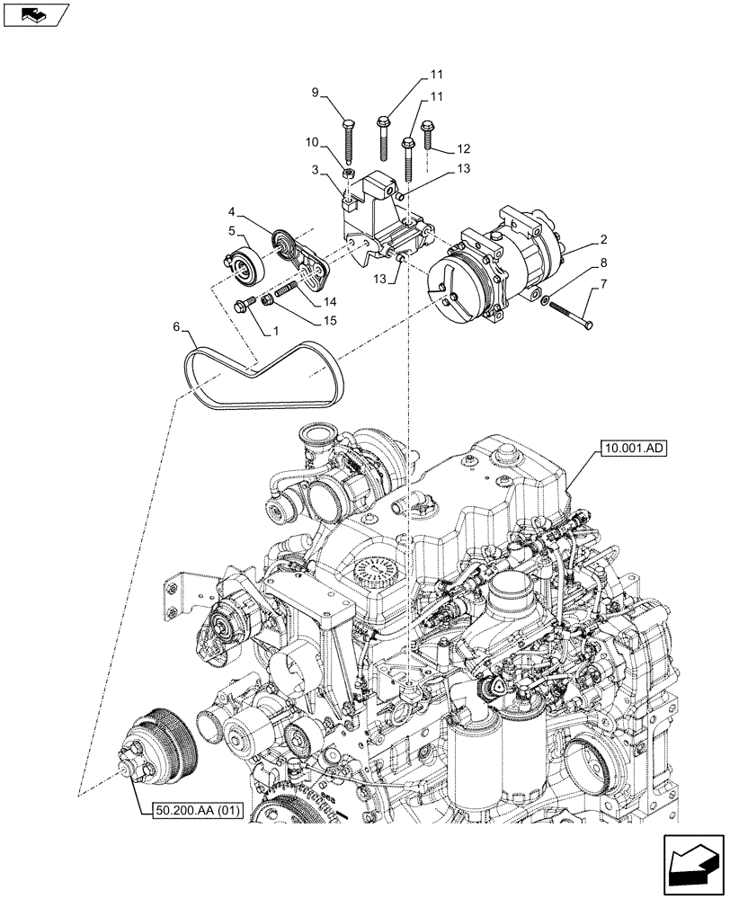 Схема запчастей Case IH MAXXUM 130 - (10.414.AD) - VAR - 330643, 390643 - FAN DRIVE (10) - ENGINE