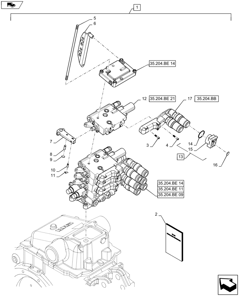 Схема запчастей Case IH MAXXUM 140 - (88.100.35[01]) - DIA KIT - ADDITIONAL MECHANICAL CONFIGURATION REMOTE (3 T0 4) DISTRIBUTOR (88) - ACCESSORIES