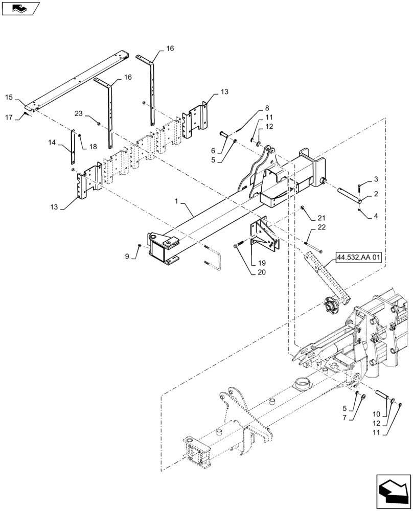 Схема запчастей Case IH 1245 - (39.902.AA[09]) - OUTER WING FOR 30" SPLIT ROW 12/23 (39) - FRAMES AND BALLASTING