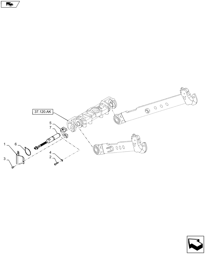 Схема запчастей Case IH MAXXUM 140 - (55.130.AD) - VAR - 330921, 331921, 743696, 331920, 331970, 332923 + STD - TOOLING CONNECTION UNIT - DRAFT SENSOR PIN (55) - ELECTRICAL SYSTEMS