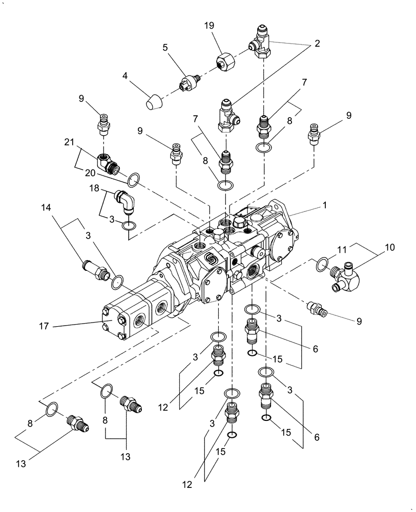 Схема запчастей Case IH WD1203 - (03.05[1]) - TANDEM PUMP FITTINGS (03) - TRANSMISSION