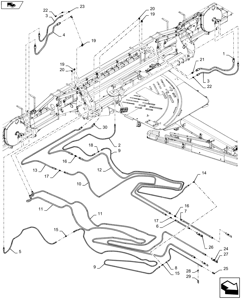 Схема запчастей Case IH 1245 - (35.745.AA[05]) - DIRECT DRIVE HYDRAULIC DISTRIBUTION FOR 24/20, 30" SPLIT ROW 16/31 (35) - HYDRAULIC SYSTEMS