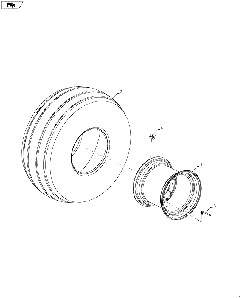 Схема запчастей Case IH 1245 - (44.530.AF[01]) - CARRIER WHEEL/TIRE FOR 24/20 AND 30" SPLIT ROW 12/23, 16/31 (44) - WHEELS