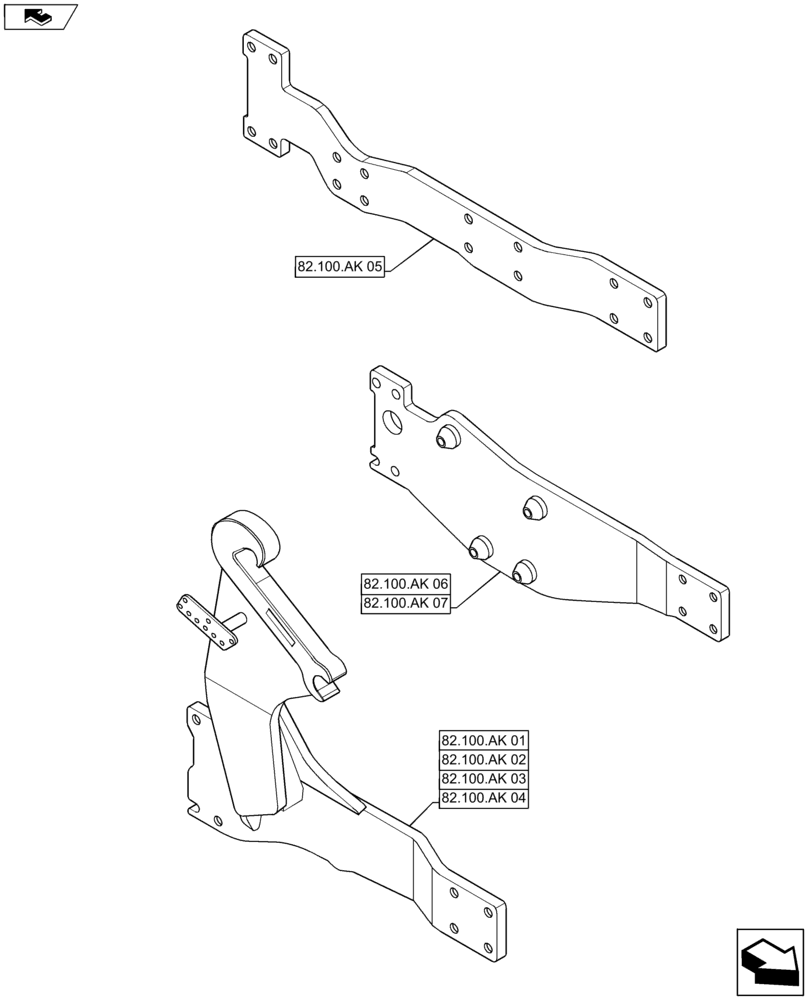 Схема запчастей Case IH MAXXUM 115 - (82.000.00) - SECTION INDEX - FRONT LOADER (82) - FRONT LOADER & BUCKET