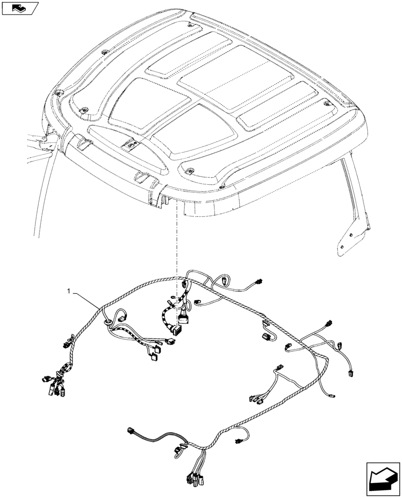 Схема запчастей Case IH MAXXUM 110 - (55.510.AH[01]) - VAR - 331515, 331520, 743729 + STD - CAB ROOF HARNESS (55) - ELECTRICAL SYSTEMS