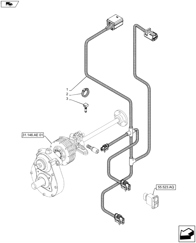 Схема запчастей Case IH MAXXUM 120 - (55.160.AH) - VAR - 333648, 334648, 335648, 743700, 336831, 337831, 743699 - FRONT HPL - HARNESS (55) - ELECTRICAL SYSTEMS