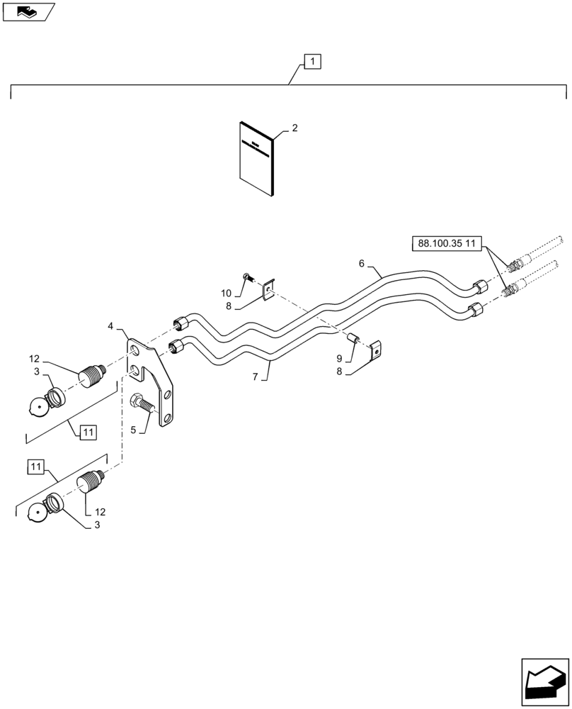 Схема запчастей Case IH MAXXUM 125 - (88.100.35[10]) - DIA KIT - 2 HYDRAULIC FRONT COUPLERS RH FOR INTEGRATED FRONT HPL (88) - ACCESSORIES