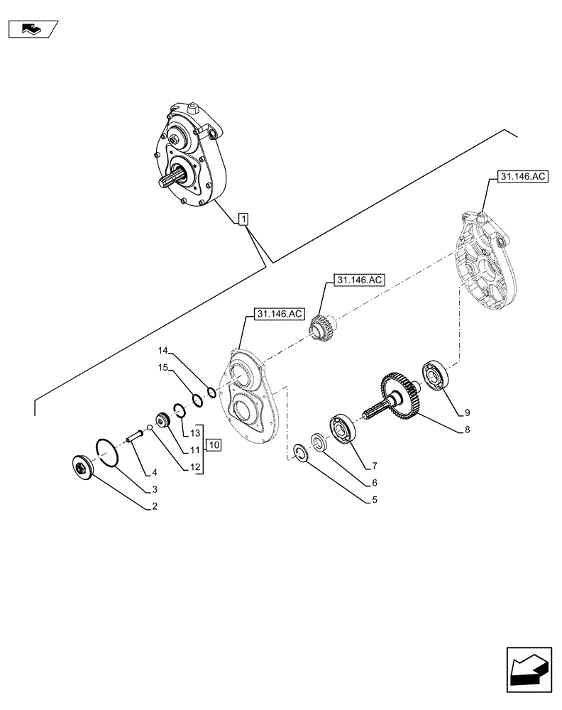 Схема запчастей Case IH MAXXUM 110 - (31.146.AB) - VAR - 333648, 334648, 335648, 743700 - FRONT PTO ASSY, DRIVEN SHAFT (31) - IMPLEMENT POWER TAKE OFF