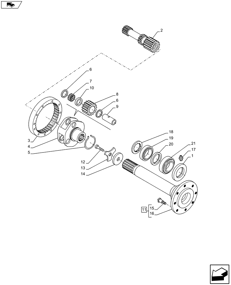 Схема запчастей Case IH MAXXUM 120 - (27.120.AF[01]) - VAR - 391223 - REAR AXLE, FINAL DRIVE, PLANETARY GEAR (27) - REAR AXLE SYSTEM