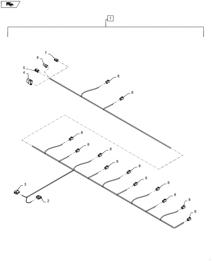 Схема запчастей Case IH 1245 - (55.516.AD[04]) - SEED SENSOR WIRE HARNESS FOR 30" SPLIT ROW 12/23 (55) - ELECTRICAL SYSTEMS