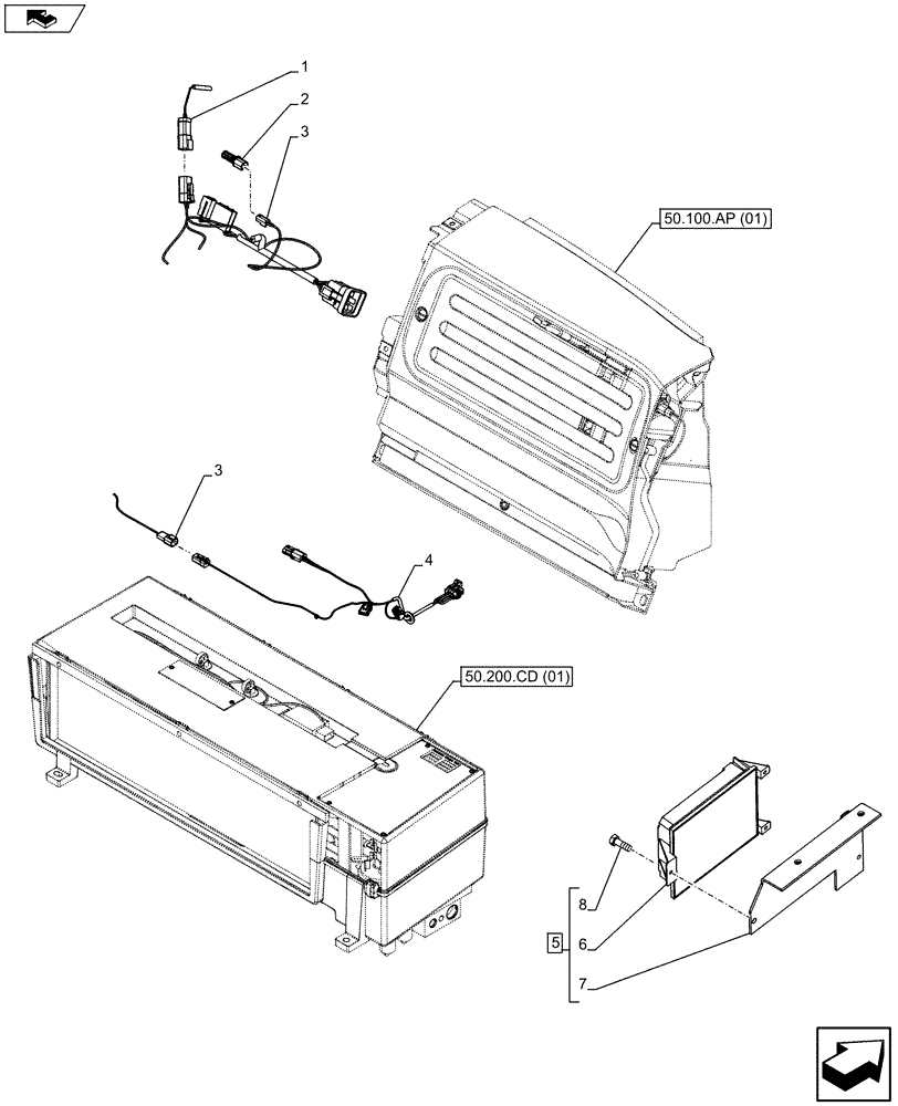 Схема запчастей Case IH MAXXUM 130 - (55.050.AT) - VAR - 330643 - BLOWER HOUSING (55) - ELECTRICAL SYSTEMS