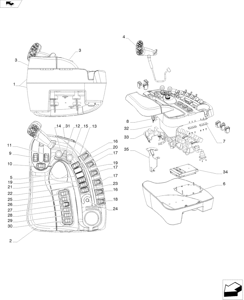 Схема запчастей Case IH A8800 - (55.512.CS) - CAB, CONSOLE, RH (55) - ELECTRICAL SYSTEMS