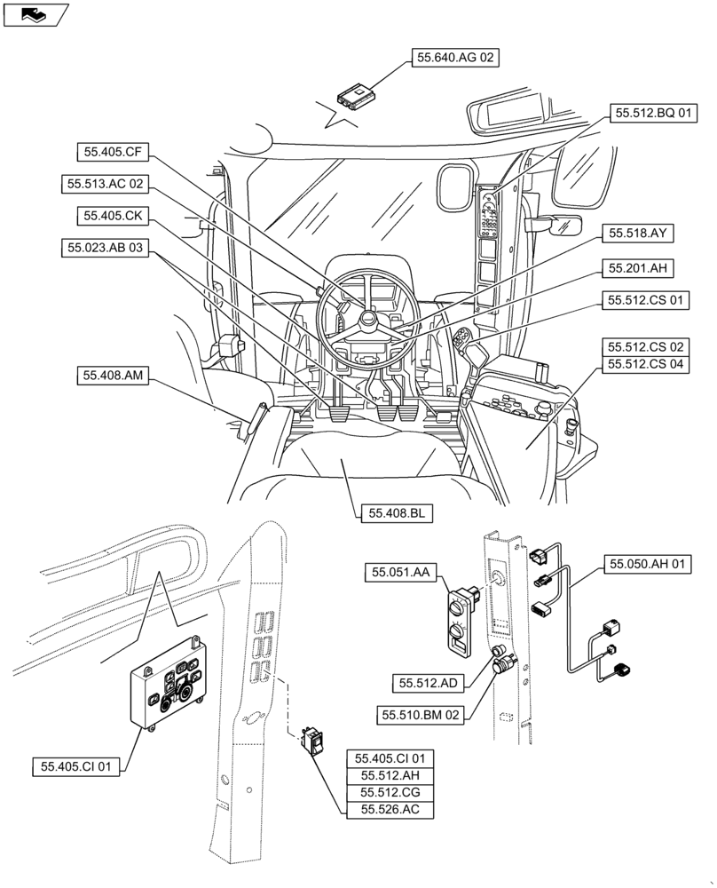Схема запчастей Case IH MAXXUM 115 - (00.000.55[04]) - PICTORIAL INDEX - ELECTRICAL SYSTEMS (00) - GENERAL & PICTORIAL INDEX