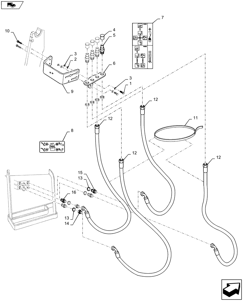 Схема запчастей Case IH L735 - (35.525.AA[04]) - VAR - 715743096 - MMV HYDRAULIC HOSE KIT - 2 FUNCTION FOR JXC & FARMALL C (35) - HYDRAULIC SYSTEMS